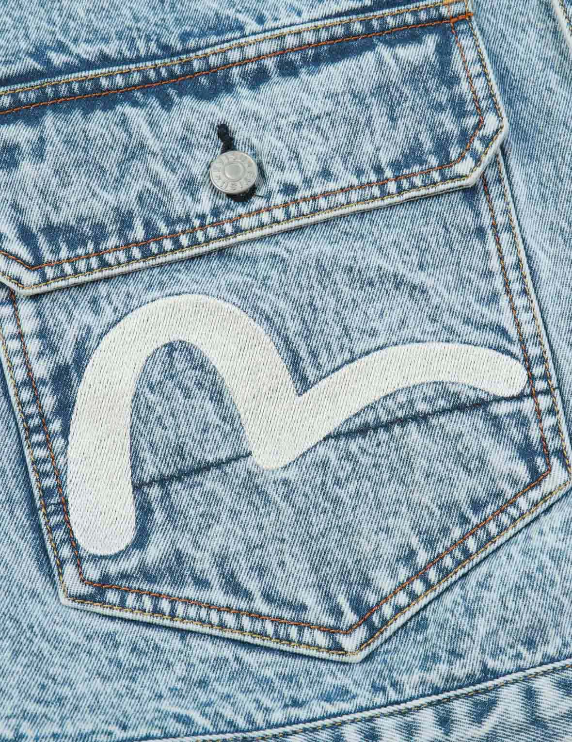 Graffiti Logo Embroidery Denim Jacket with Detachable Sleeves