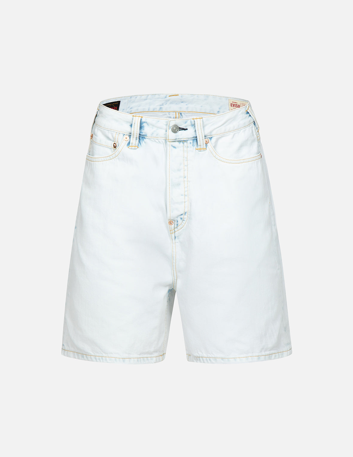 Seagull Embroidery Bleached Denim Shorts