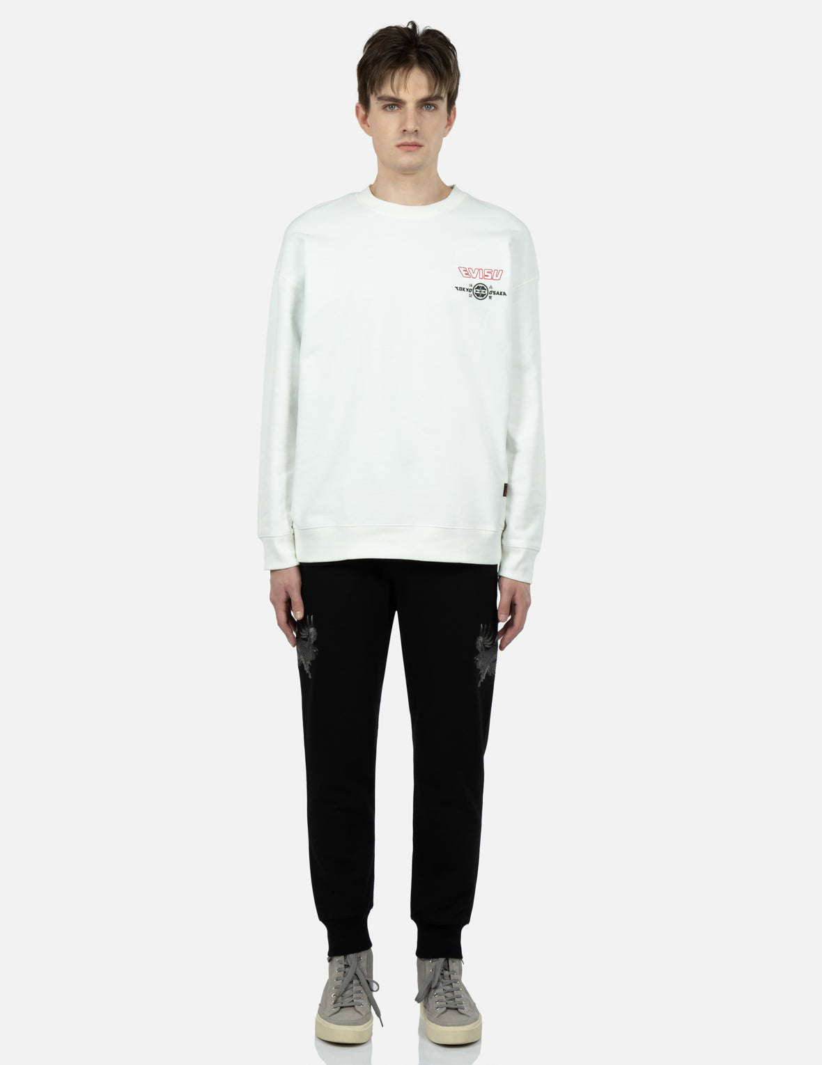 Tone-on-tone Eagle Embroidery Sweatpants