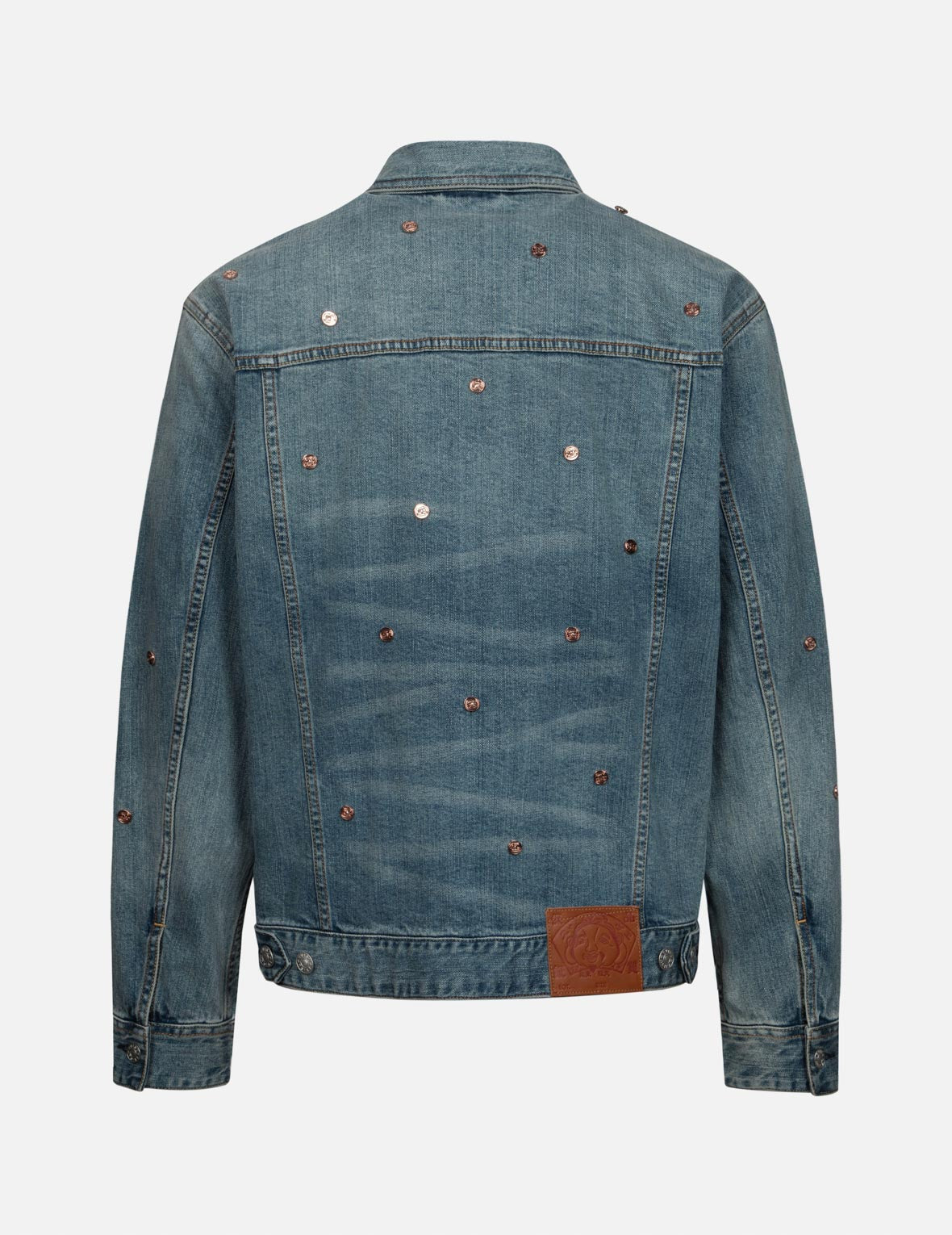 Allover Rivets and Seagull Applique Relax Fit Denim Jacket