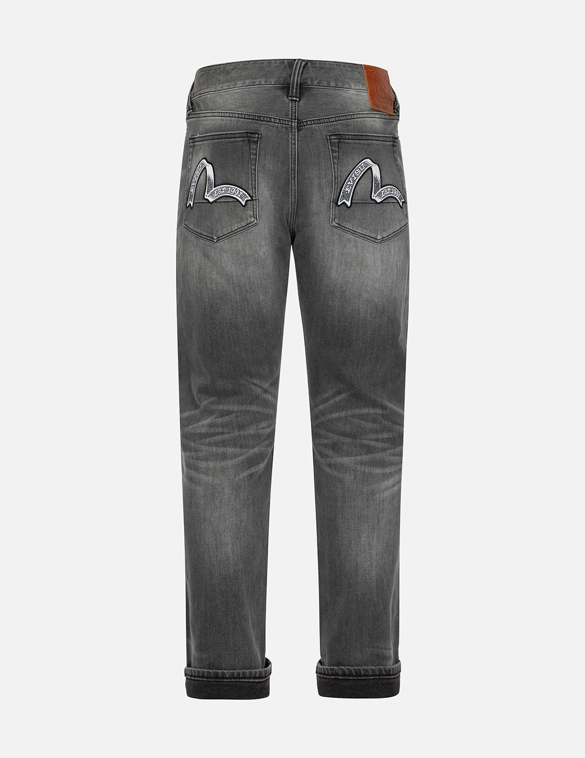 Washed Retro Ribbon Seagull Print Taper Fit Jeans #2017