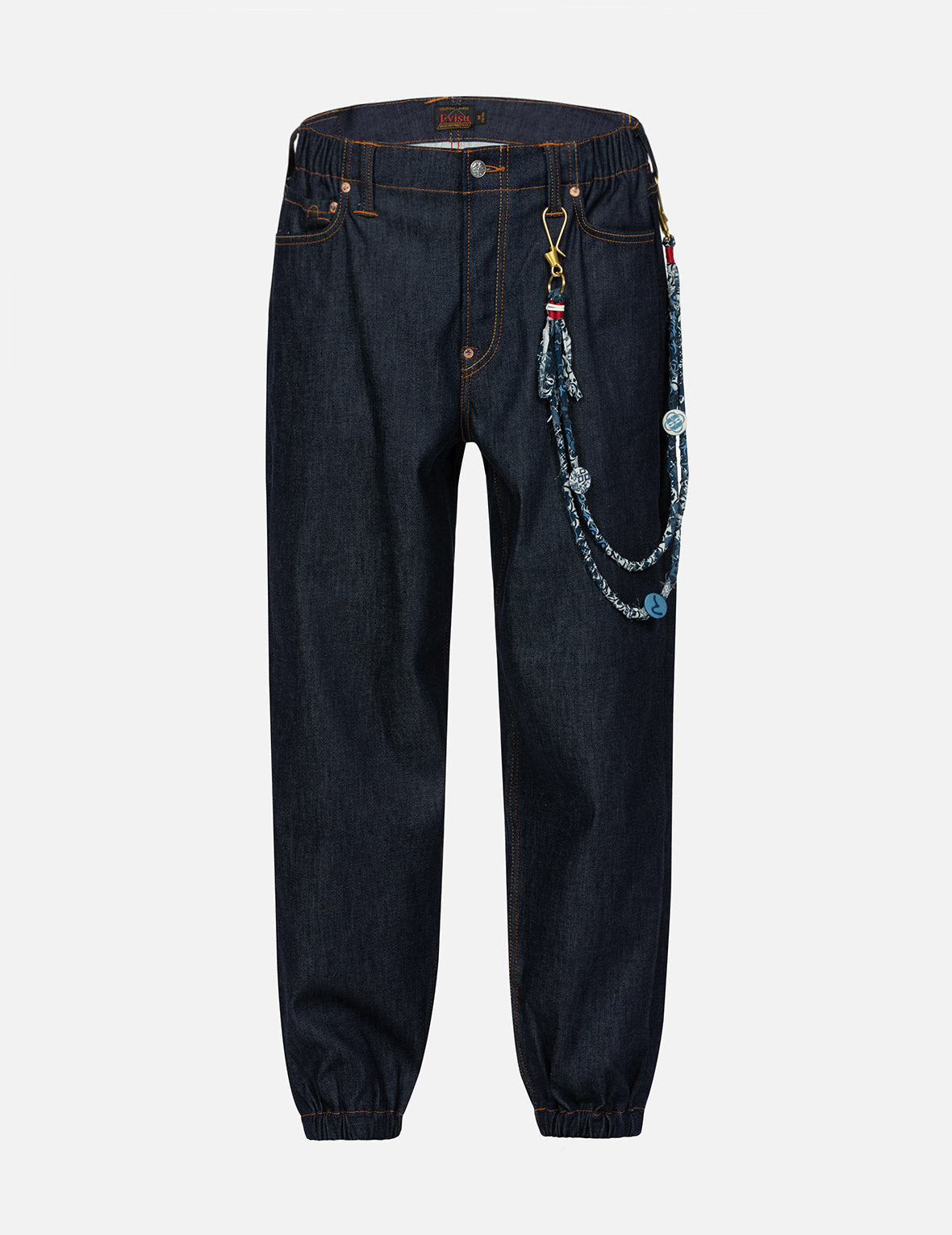 Seagull Print with Denim Chain Relax Fit Denim Joggers