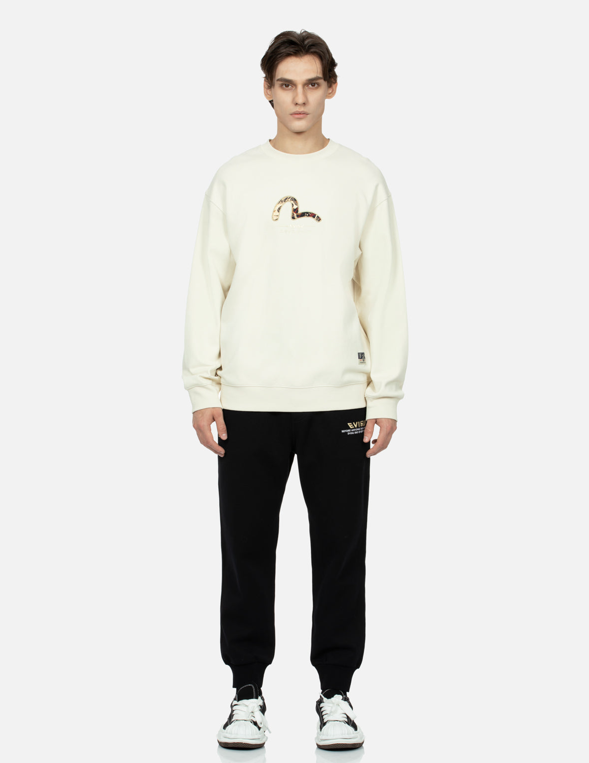 Seagull and Kamon Brocade Appliqué Relax Fit Sweatshirt