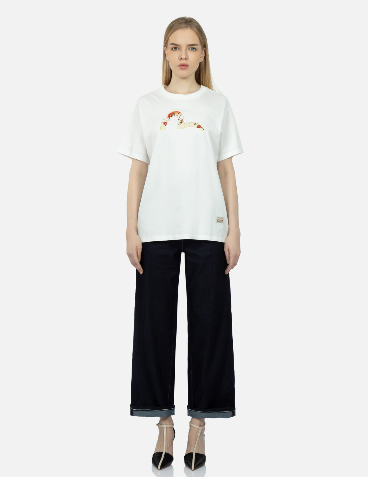Peacock and Tsubaki Print Boyfriend T-shirt