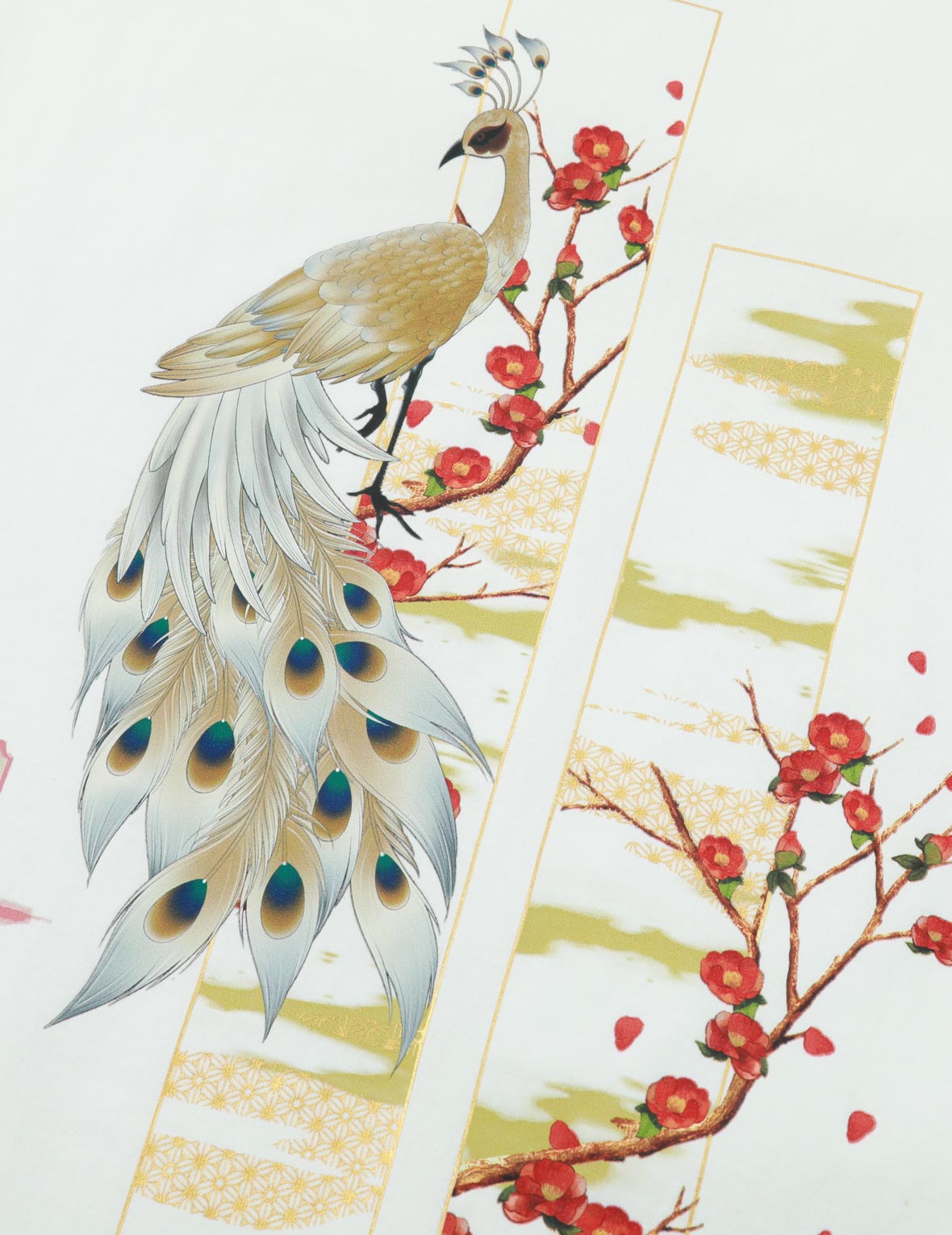 Peacock and Tsubaki Print Boyfriend T-shirt
