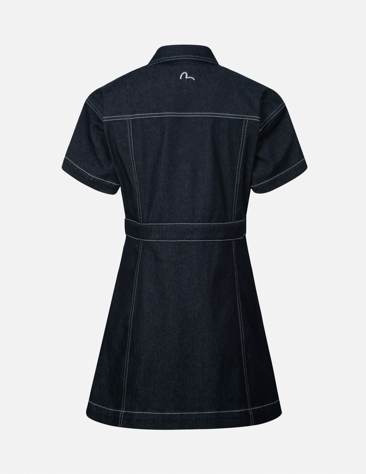 Seagull Embroidery Loose Fit Denim Shirt Dress