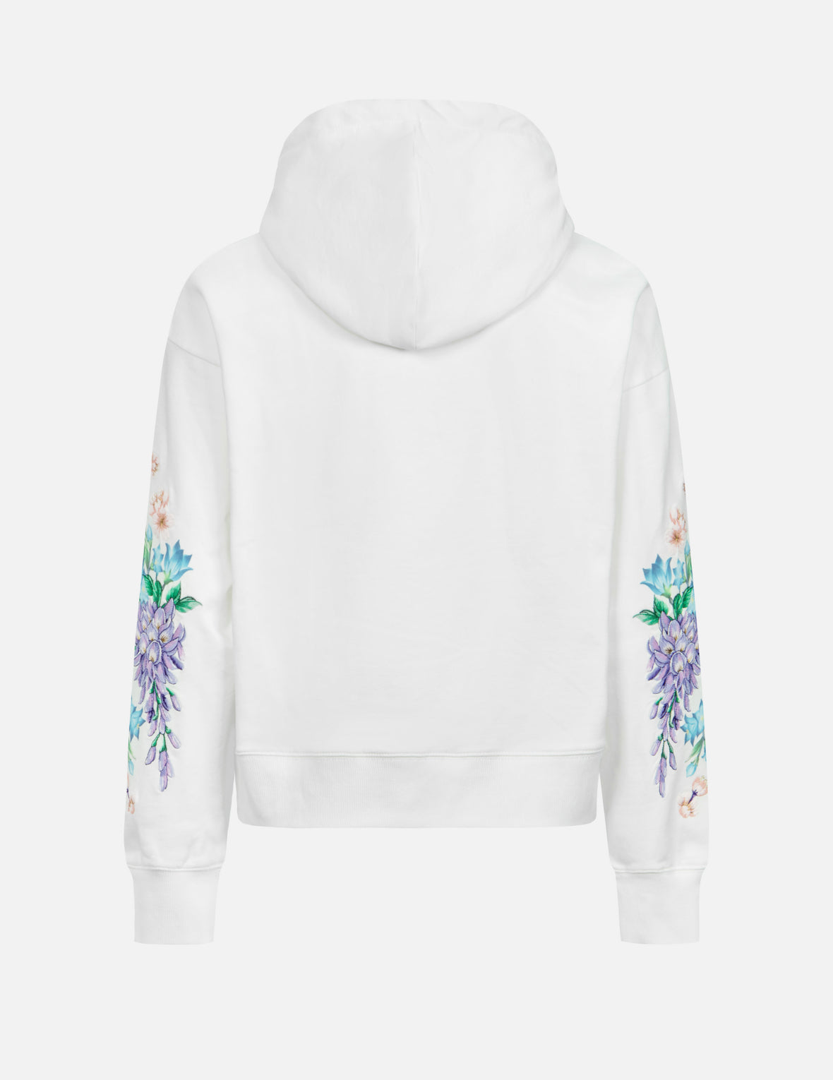 3D Seagull Print and Floral Embroidery Cropped Hoodie