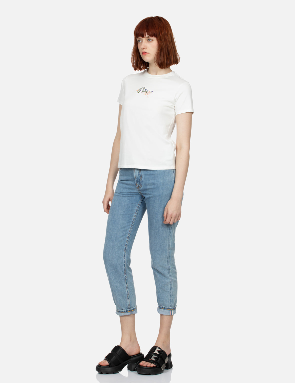 Cranes and Wisteria Print Regular Fit T-Shirt