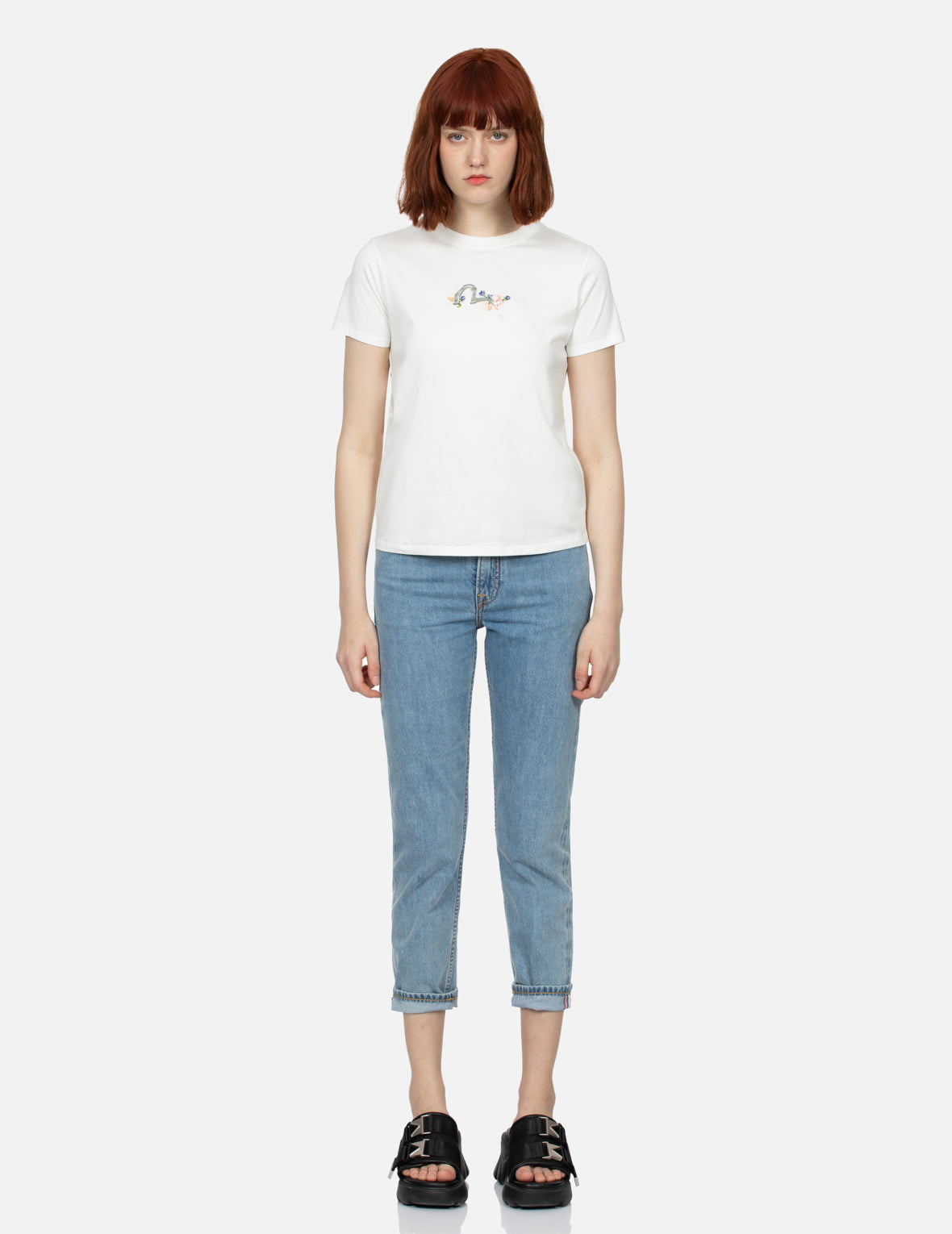 Cranes and Wisteria Print Regular Fit T-Shirt